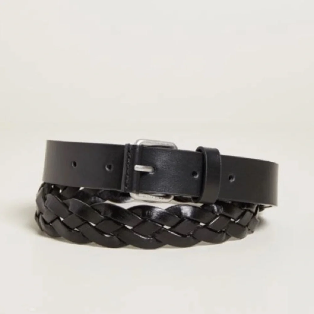 NWOT Weekend Max Mara Braided Genuine Leather Belt Black Sz: S, M All Seasons